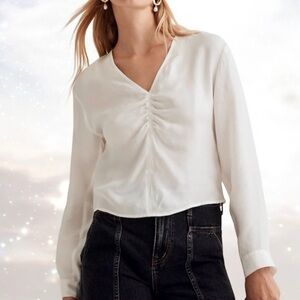 NWT Madewell ‘Brushed Ruched-Front Top’ in White Size 6